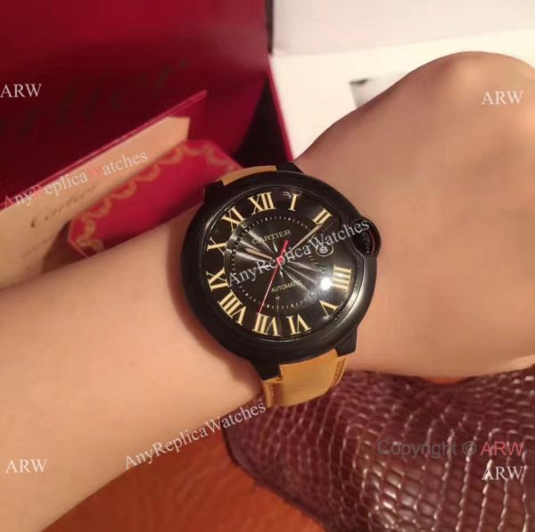 Buy Replica Cartier Ballon Bleu Automatic Watch Brown Leather ADLC coating Case Buy Replica Cartier Ballon Bleu Automatic Watch Brown Leather ADLC coating Case