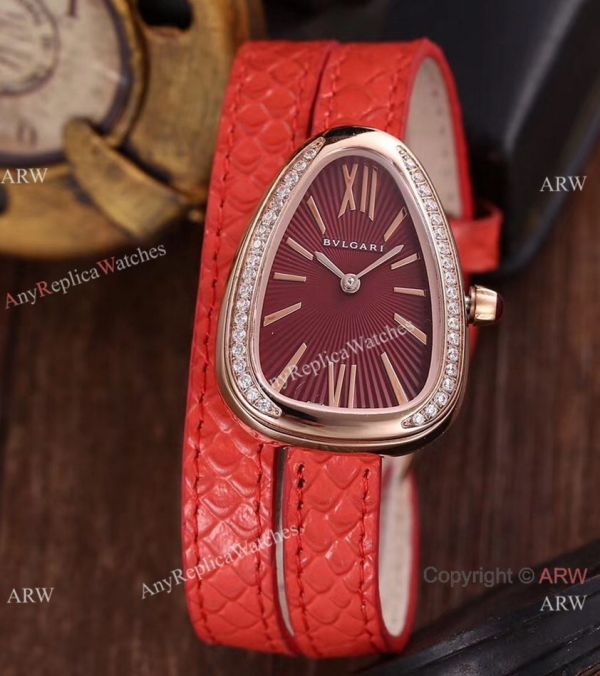 Copy Bvlgari Fashion Design Snake Bracelet Watch Rose Gold Diamond 27mm for Lady Copy Bvlgari Fashion Design Snake Bracelet Watch Rose Gold Diamond 27mm for Lady