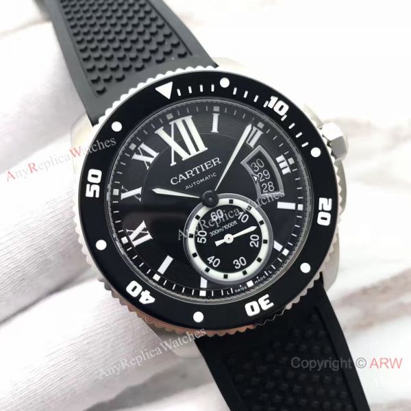 Swiss Grade Cartier Calibre De Diver W710056 watch SS Black Rubber Swiss Grade Cartier Calibre De Diver W710056 watch SS Black Rubber