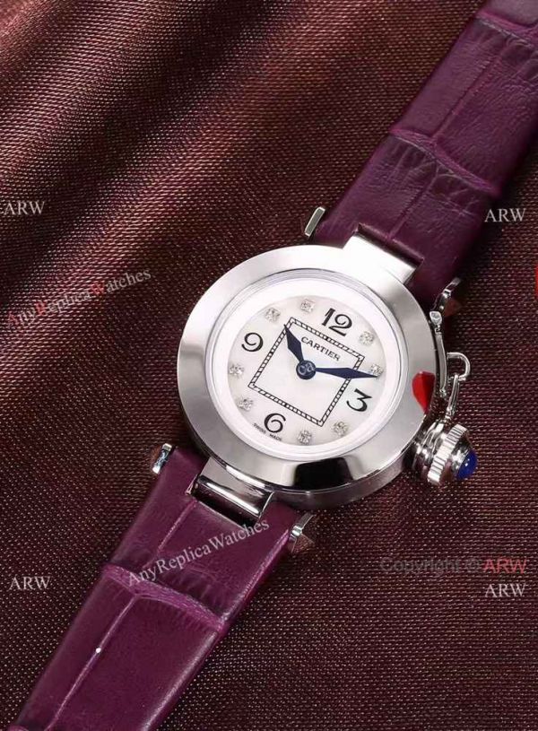 Best AAA Cartier Pasha Copy Watch SS Blue Dial Blue Leather 28mm Best AAA Cartier Pasha Copy Watch SS Blue Dial Blue Leather 28mm
