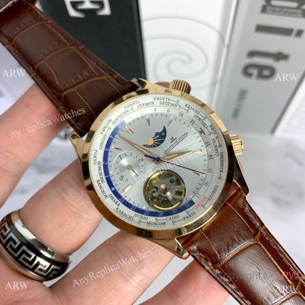 Copy Jaeger-LeCoultre Grand Complications Moon Watch SS Black Leather Band Copy Jaeger-LeCoultre Grand Complications Moon Watch SS Black Leather Band