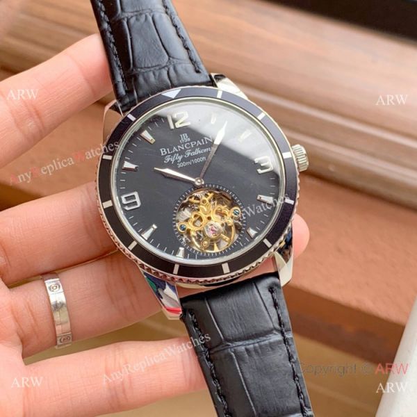 Copy Blancpain Fifty Fathoms Tourbillon Watch Rose Gold Blue bezel Copy Blancpain Fifty Fathoms Tourbillon Watch Rose Gold Blue bezel