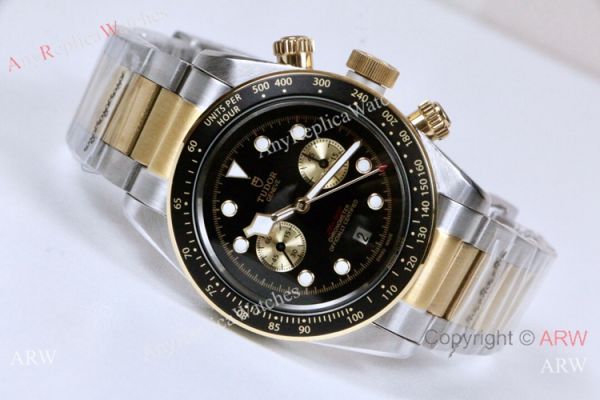 Replica Tudor Heritage Black Bay 42mm Watch Two Tone Black Dial Replica Tudor Heritage Black Bay 42mm Watch Two Tone Black Dial