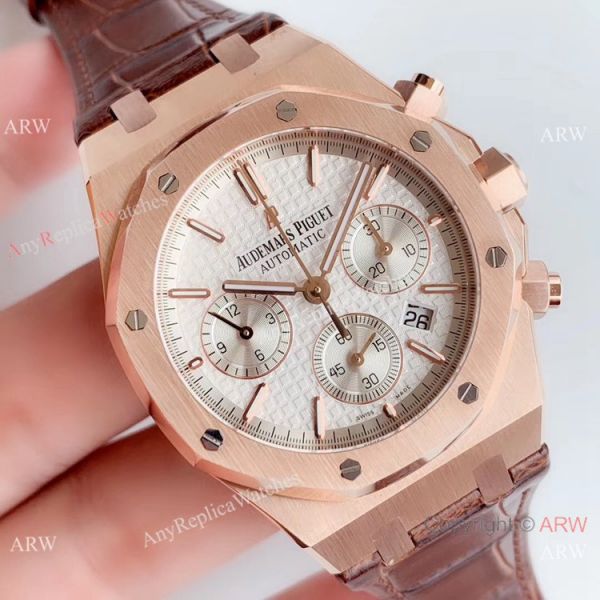 BF Swiss Royal Oak Audemars Piguet Replica Watch Rose Gold Brown Leather Band 41mm BF Swiss Royal Oak Audemars Piguet Replica Watch Rose Gold Brown Leather Band 41mm
