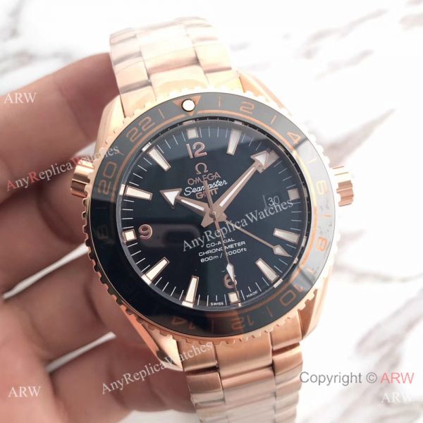 New Omega Seamaster Planet Ocean 600m GMT Rose Gold Black Dial Swiss 8615 New Omega Seamaster Planet Ocean 600m GMT Rose Gold Black Dial Swiss 8615
