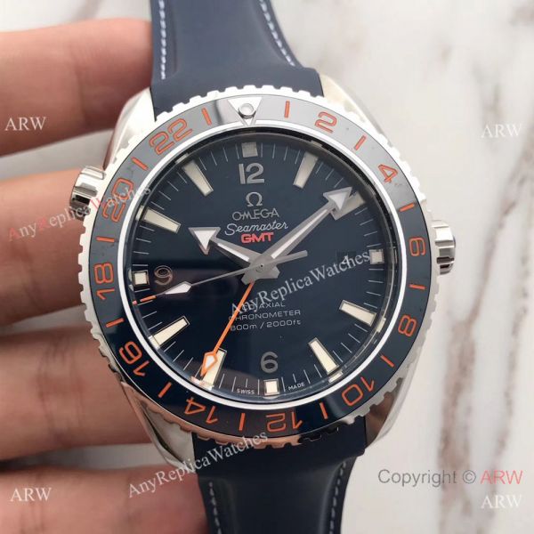 New Version Swiss Omege Seamaster 600m GMT Blue Rubber SS Watch New Version Swiss Omege Seamaster 600m GMT Blue Rubber SS Watch