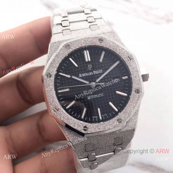 JF Factory Audemars Piguet Royal Oak Watch Replica Frosted Black Dial JF Factory Audemars Piguet Royal Oak Watch Replica Frosted Black Dial