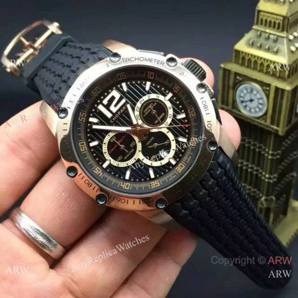 Replica Chopard Classic Racing Watch SS White Chronograph Black Rubber Bracelet Replica Chopard Classic Racing Watch SS White Chronograph Black Rubber Bracelet