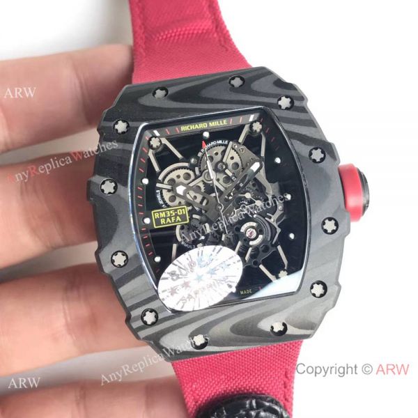 Best Replica Richard Mille RM 35-01 Rafael Nadal watch Carbon Case Red Strap Best Replica Richard Mille RM 35-01 Rafael Nadal watch Carbon Case Red Strap