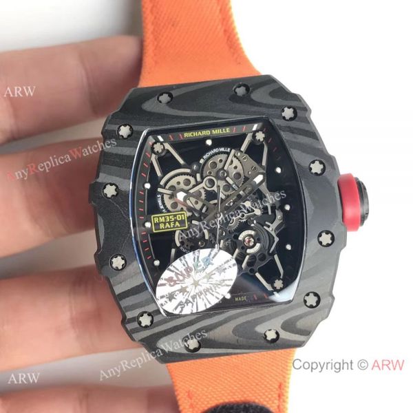 Replica Richard Mille RM 35-01 Rafael Nadal Carbon Watch Orange Nylon Strap Replica Richard Mille RM 35-01 Rafael Nadal Carbon Watch Orange Nylon Strap