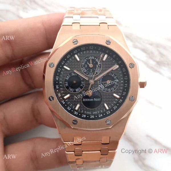 Swiss Quality Audemars Piguet Royal Oak Perpetual Calendar Replica Watch Rose Gold White Face Swiss Quality Audemars Piguet Royal Oak Perpetual Calendar Replica Watch Rose Gold White Face