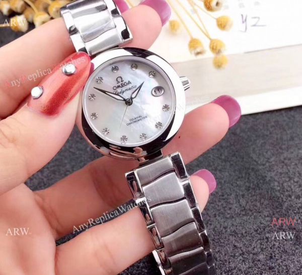 Copy Omega De Ville Ladymatic Women watch SS White MOP Face 34mm Copy Omega De Ville Ladymatic Women watch SS White MOP Face 34mm