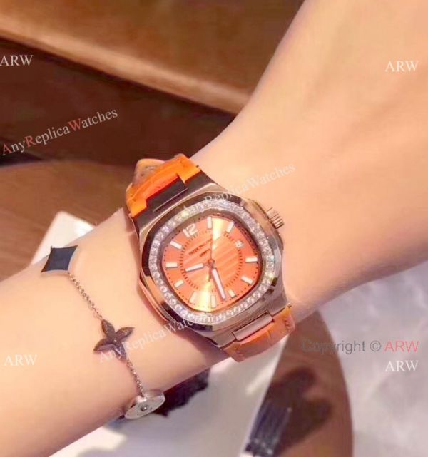 Copy Patek Philippe Nautilus Womens Watch Diamond Bezel Orange Watch Copy Patek Philippe Nautilus Womens Watch Diamond Bezel Orange Watch