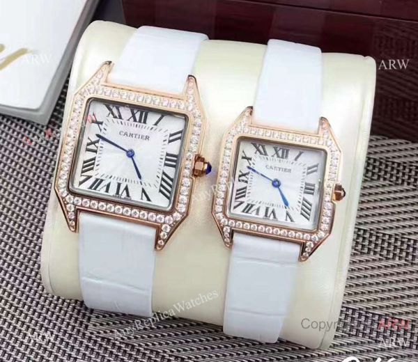 Rose Gold Cartier Santos Diamond Replica watches Lovers Watch Rose Gold Cartier Santos Diamond Replica watches Lovers Watch
