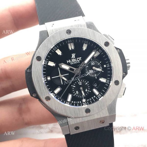 New Replica Hublot Big Bang 44mm Watch SS Black Dial 4100 Swiss Grade New Replica Hublot Big Bang 44mm Watch SS Black Dial 4100 Swiss Grade