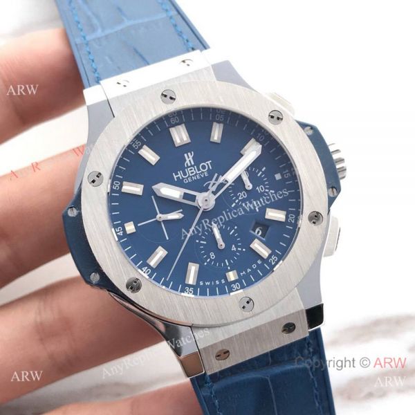 Swiss Grade Knock off Hublot Big Bang 4100 watch SS Blue Gummy Strap Swiss Grade Knock off Hublot Big Bang 4100 watch SS Blue Gummy Strap