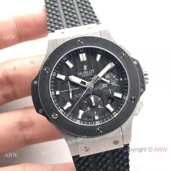 Swiss Grade Replica Hublot Big Bang 4100 Chrono watch SS Black Bezel Swiss Grade Replica Hublot Big Bang 4100 Chrono watch SS Black Bezel