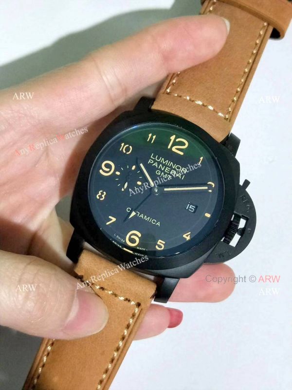 Copy Panerai Luminor GMT PAM0441 Watch Black Steel 44mm Copy Panerai Luminor GMT PAM0441 Watch Black Steel 44mm