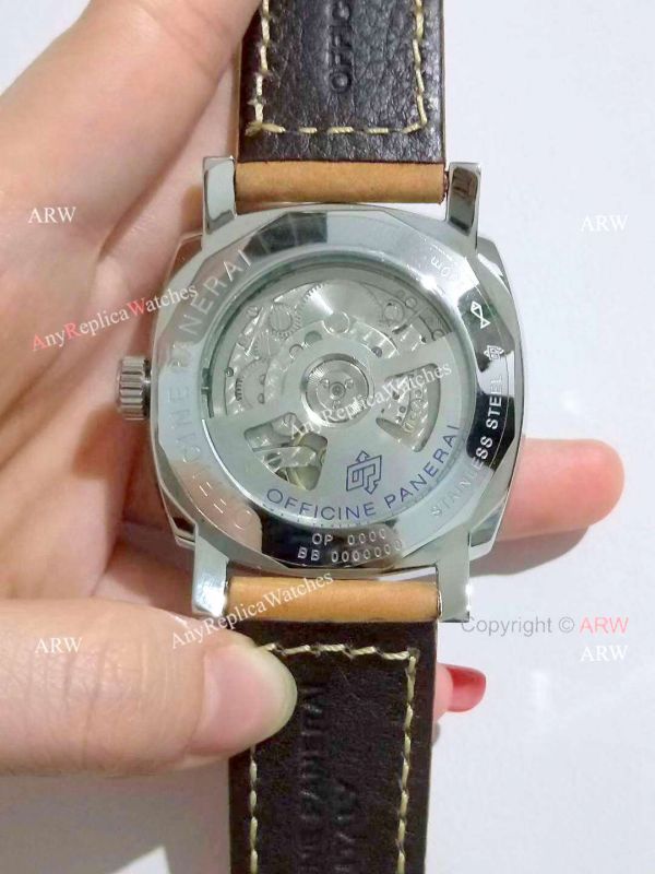 Copy Panerai Radiomir Power Reserve Watch SS Black Stripe Dial with Brown Leather Band Copy Panerai Radiomir Power Reserve Watch SS Black Stripe Dial with Brown Leather Band