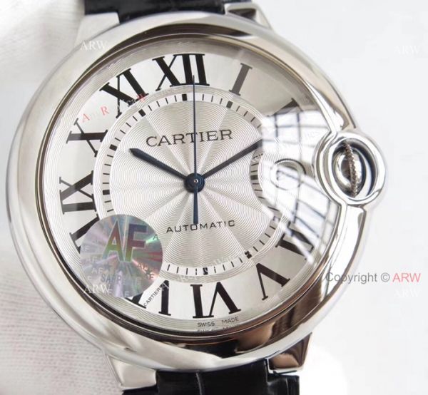 AF Factory Swiss Cartier Ballon Bleu White Dial Black Leather Strap Watch AF Factory Swiss Cartier Ballon Bleu White Dial Black Leather Strap Watch