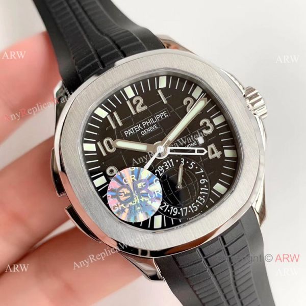 (GR) Swiss Copy Patek Philippe Aquanaut Travel Time SS Black Dial Watch 40mm (GR) Swiss Copy Patek Philippe Aquanaut Travel Time SS Black Dial Watch 40mm