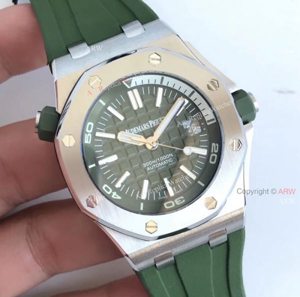 New Swiss 3120 Audemars Piguet Royal Oak Green Dial Green Rubber Band Replica Watches New Swiss 3120 Audemars Piguet Royal Oak Green Dial Green Rubber Band Replica Watches