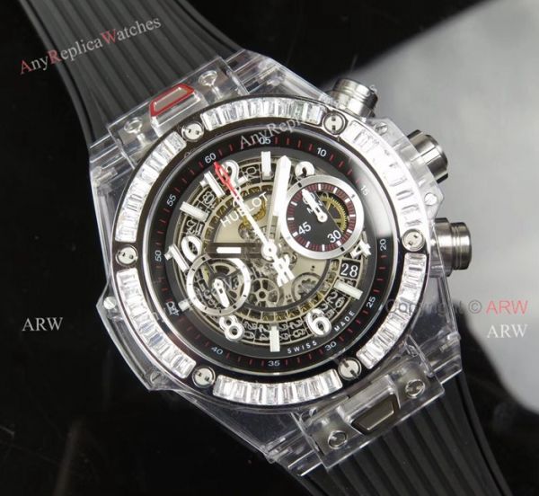 Swiss 7750 Replica Hublot Big Bang Unico Sapphire Black Rubber Band Diamond Bezel Big Band Watch Swiss 7750 Replica Hublot Big Bang Unico Sapphire Black Rubber Band Diamond Bezel Big Band Watch