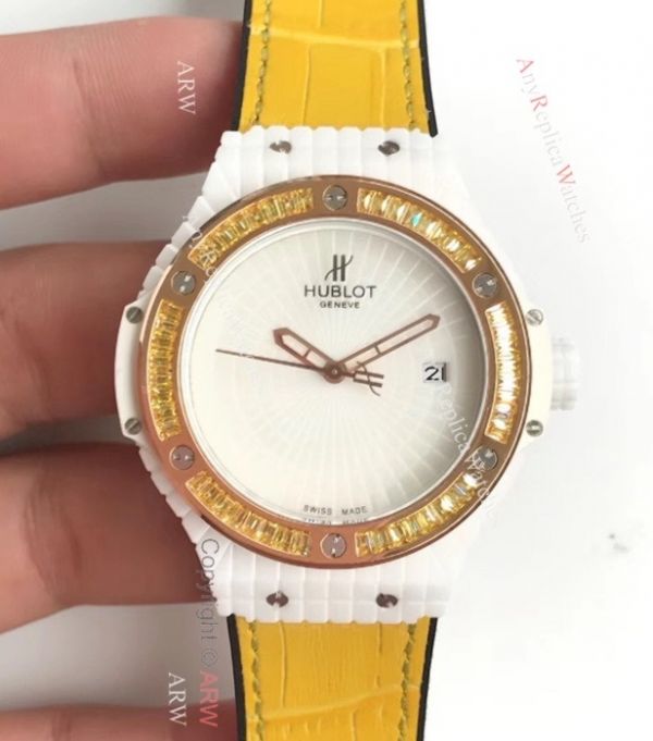 Swiss 9015 Hublot Big Bang Tutti Frutti Caviar White Rubber Strap Watches 45mm Swiss 9015 Hublot Big Bang Tutti Frutti Caviar White Rubber Strap Watches 45mm