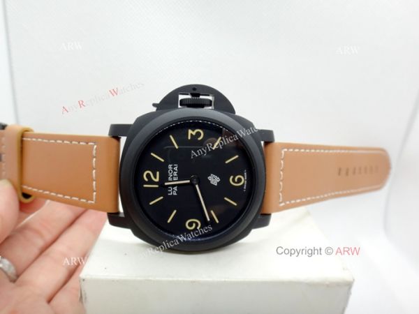 Replica Panerai Luminor Black Dial Brown Leather Strap Watch W Panerai Luminor Base Logo Replica Panerai Luminor Black Dial Brown Leather Strap Watch W Panerai Luminor Base Logo