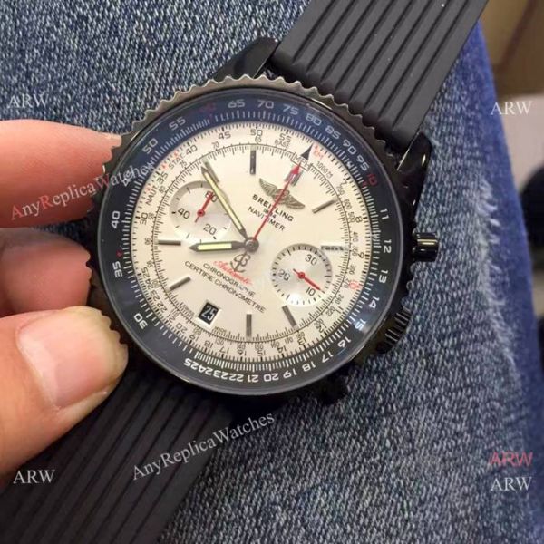 High Quality Breitling Navitimer Rubber Strap Black Case White Dial 46mm Wrist High Quality Breitling Navitimer Rubber Strap Black Case White Dial 46mm Wrist