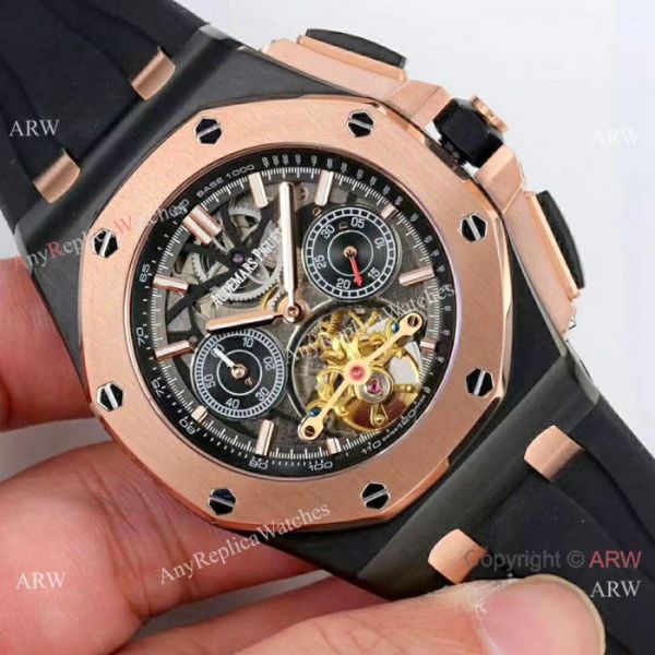 Fake Audemars Piguet Royal Oak offshore Watches Rose Gold Black Bezel Fake Audemars Piguet Royal Oak offshore Watches Rose Gold Black Bezel