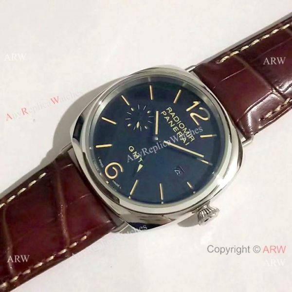 AAA Replica Panerai Radiomir GMT Brown Leather Strap Watch PAM 421 AAA Replica Panerai Radiomir GMT Brown Leather Strap Watch PAM 421