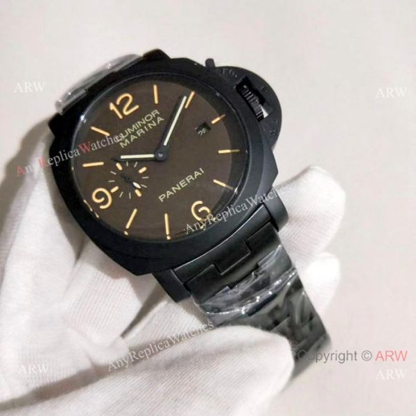 Copy Luminor Marina Panerai Watch Black Steel Brown Dial Copy Luminor Marina Panerai Watch Black Steel Brown Dial