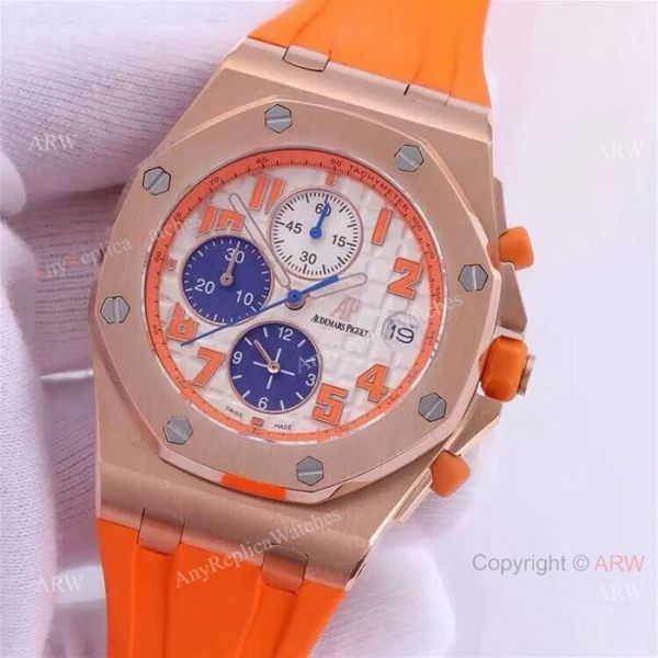 Audemars Piguet Royal Oak Offshore Copy Watches SS Orange Strap Audemars Piguet Royal Oak Offshore Copy Watches SS Orange Strap