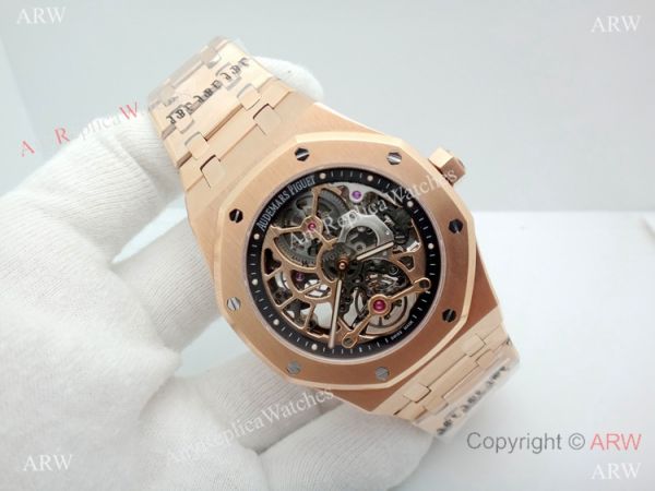 Swiss Grade Copy Audemars Piguet Royal Oak Extra-thin Openworked Rose Gold Watch Swiss Grade Copy Audemars Piguet Royal Oak Extra-thin Openworked Rose Gold Watch