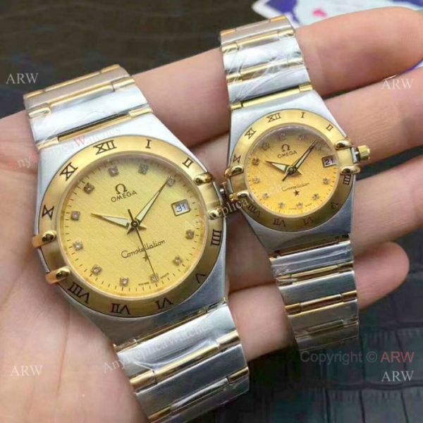 Replica Omega Constellation Quartz Watch Two Tone White MOP Face Omega Couple Watch Replica Omega Constellation Quartz Watch Two Tone White MOP Face Omega Couple Watch
