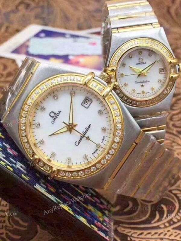 Replica Omega Constellation Diamond Bezel Two Tone Omega Couple Watch Replica Omega Constellation Diamond Bezel Two Tone Omega Couple Watch