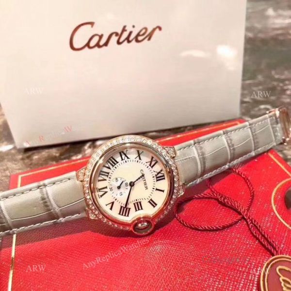 Fake Cartier Ballon Bleu 36mm Watch Gold Case White MOP Face Fake Cartier Ballon Bleu 36mm Watch Gold Case White MOP Face