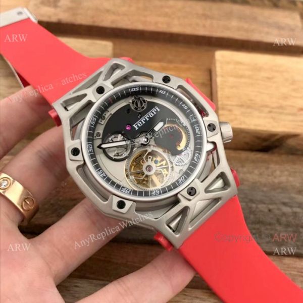 Fake Hublot Techframe Ferrari Tourbillon Titanium Watches 40mm Fake Hublot Techframe Ferrari Tourbillon Titanium Watches 40mm