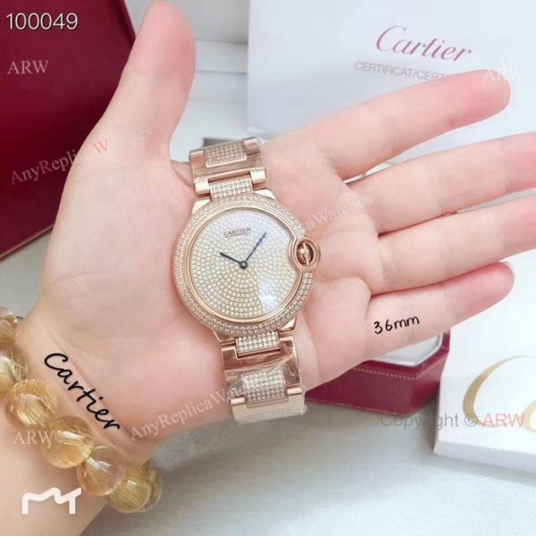 AAA Replica Cartier Rose Gold Ice Out Watches Ballon Bleu 36mm AAA Replica Cartier Rose Gold Ice Out Watches Ballon Bleu 36mm