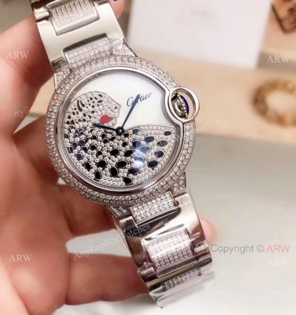 Cartier Ballon Bleu Ice Out Watches Two Tone Leopard Dial Cartier Ballon Bleu Ice Out Watches Two Tone Leopard Dial