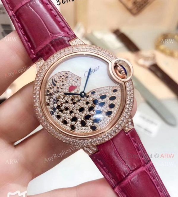 Ballon Bleu Cartier Quartz Watches Diamond Leopard Brown Bracelet Ballon Bleu Cartier Quartz Watches Diamond Leopard Brown Bracelet