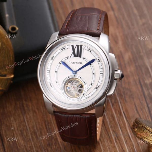 AAA Quality Cartier Calibre De Watches Black Dial Leather Strap AAA Quality Cartier Calibre De Watches Black Dial Leather Strap