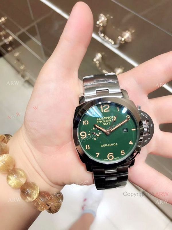High Quality Panerai Luminor GMT Stainless Steel Green Face Watch High Quality Panerai Luminor GMT Stainless Steel Green Face Watch