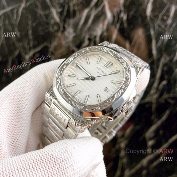 High Replica Patek Philippe Nautilus White Face Stainless Steel Tattoo Watches High Replica Patek Philippe Nautilus White Face Stainless Steel Tattoo Watches