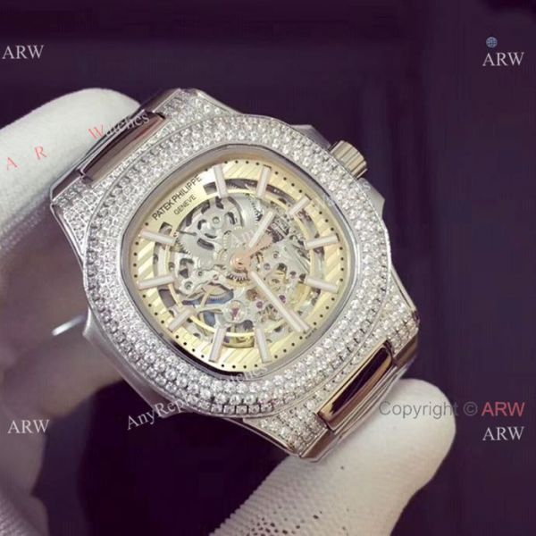 Copy Patek Philippe Nautilus Ice Out Watch Stainless Steel White Hollow Copy Patek Philippe Nautilus Ice Out Watch Stainless Steel White Hollow