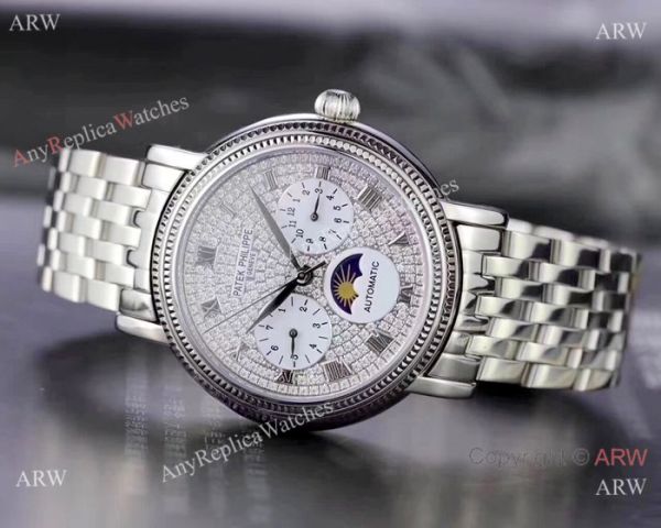 Fake Patek Philippe Complications SS Diamond dial Watch Swiss 9100 Fake Patek Philippe Complications SS Diamond dial Watch Swiss 9100