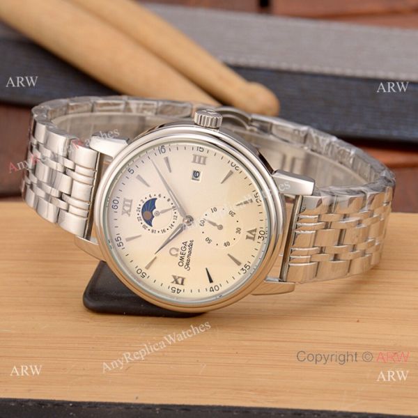Copy Omega Seamaster Moonphase watch Stainless Steel White Dial 40 MM Copy Omega Seamaster Moonphase watch Stainless Steel White Dial 40 MM