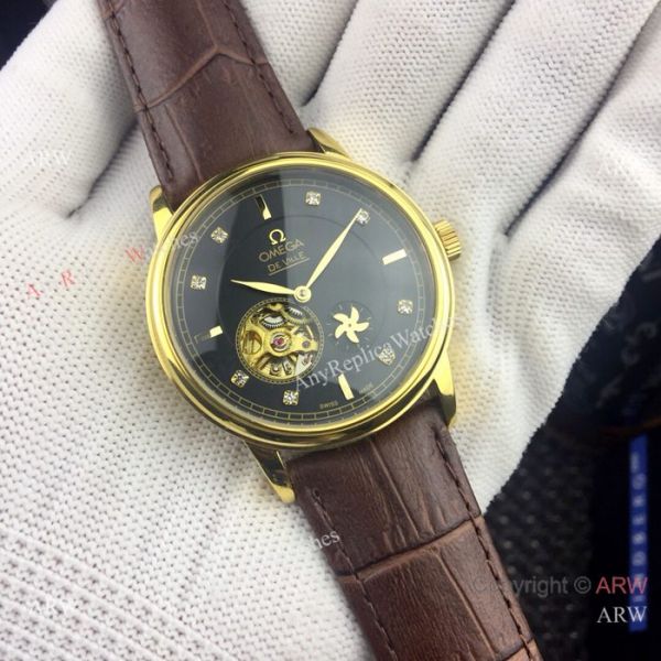 Copy Omega Tourbillon De Ville Watches Gold Case Silver Dial Copy Omega Tourbillon De Ville Watches Gold Case Silver Dial