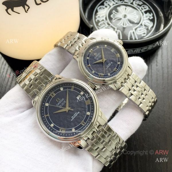 Fake DeVille Prestige Omega Couple Watch Stainless Steel Black Dial Fake DeVille Prestige Omega Couple Watch Stainless Steel Black Dial